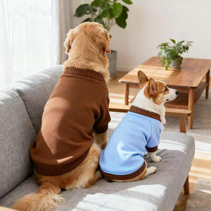 Groothandel Op Maat Luxe Modieuze Polyester Blauwbruine Hondenhoodie Met Leiband Comfortabel Geruit Hondensweatshirt Voor Huisdieren - Product Image 2