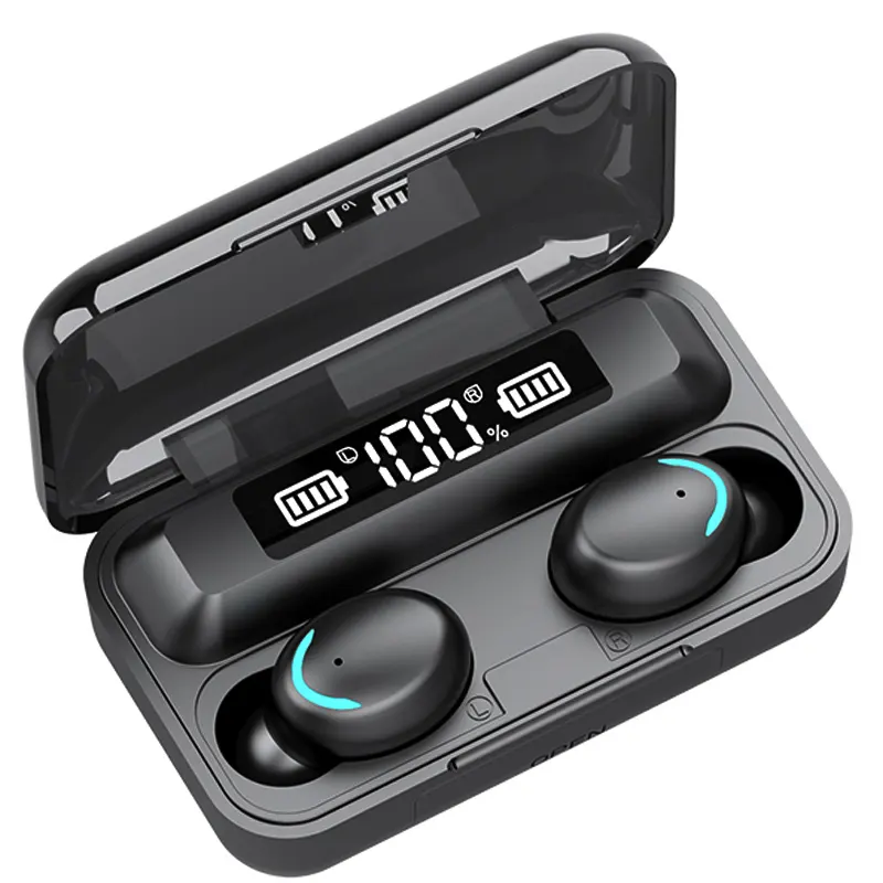 Tws mini fone de ouvido sem fio F9-5, fone de ouvido bluetooth 5.1, esportivo, para jogos, com display de led e bateria de 2000mah, fones de ouvido bt
