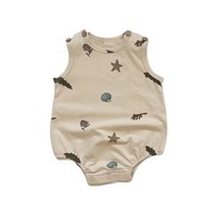 Combinaison sans manches en coton mélangé à imprimé petites étoiles de mer, style nordique, inspirée d'Instagram, best-seller de l'été, adorable et polyvalente pour bébé