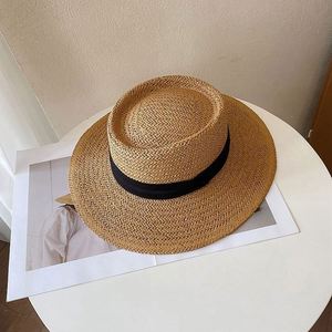 Fashion Elegant Wide Brim Women Unisex Beach Straw Boater <b>Hat</b> Wholesale Summer Holiday <b>Flat</b> Top Luxury Lifeguard Straw <b>Hat</b> - Product Image 5