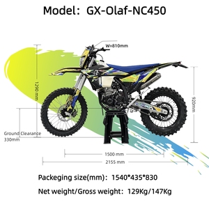 Olaf-NC450 Single Cylinder <strong>4</strong> <strong>Stroke</strong> Water Cooled <strong>Dirt</strong> <strong>Bike</strong> 6-Speed PWK38 Carburetor CNC Wheel Hub 50T Rear Sprocket 450cc 43.5HP - Product Image 2