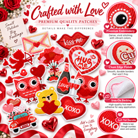 Patch brodé Saint-Valentin en gros, motif cœur d'amour XOXO, baiser de Cupidon, romantique, thermocollant ou à coudre