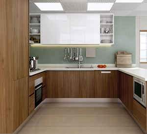 Cuisine modulaire en bois MDF de style ferme en forme de U personnalisée, moderne, RTA pour appartement et villa - Product Image 6