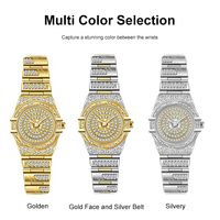 Relojes de Cristal con Diamantes de Moda Unisex a Bajo Precio, Relojes de Lujo para Hombre y Mujer, Reloj de Pulsera Analógico de Cuarzo de Acero Inoxidable Dorado