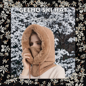 Geehu Outdoor Winter Ski <b>Hat</b> with <b>Warm</b> Scarf Mask Cross-Border Cold-Proof Cap for Adults Digital Printed Common Fabric - Product Image 2