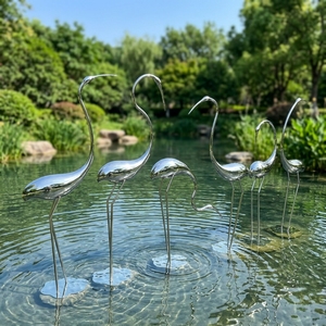 Garten- und Teichdekoration: Polierte Edelstahl 3D-Vogelskulptur nach Maß - Product Image 6