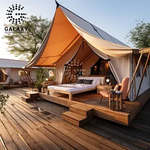 Ticari afrika safari çadırı s pamuk kanvas kumaş safari çadırı kamp safari çadırı