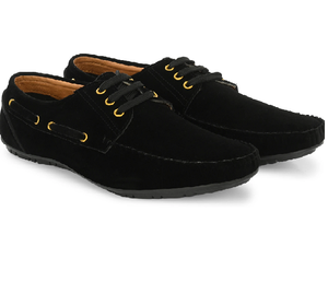Mocasines informales negros con cordones para hombre, material sintético, punta redonda, zapatos ligeros, elegantes y cómodos para uso diario en la oficina - Product Image 3