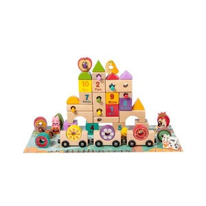 Cross-border Early Education 40-Piece Large-grain Cartoon Animal Cognition Assembly Wooden <b>Building</b> <b>Blocks</b> Farm Fruit - Product Image 5