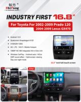 Écran 2K avec cadre, 16,8 pouces, avec CarPlay et caméra 360°, GPS de navigation Android pour Toyota Prado 120 Lexus GX470