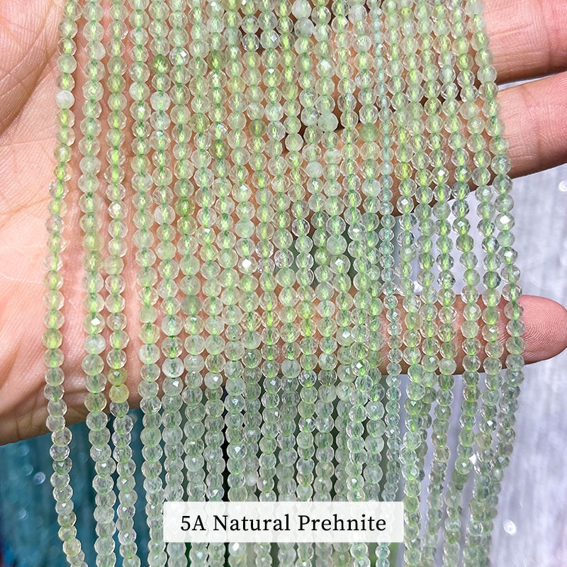 Faceted 5A Natural Prehnite Beads