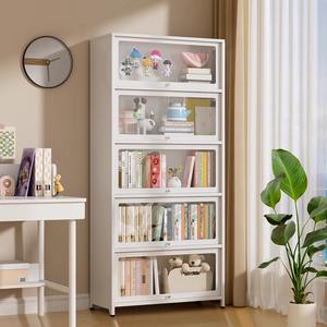 Bibliothèque Iyanen Enon FGSG 1 avec porte en verre et acier, armoire de rangement autoportante avec panneau arrière, étagère multi-niveaux - Product Image 2