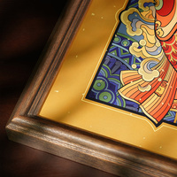 Cadre en laiton et bois fait main avec motif animalier Koi Ukiyo-e, idéal pour salle de jeux et bureau