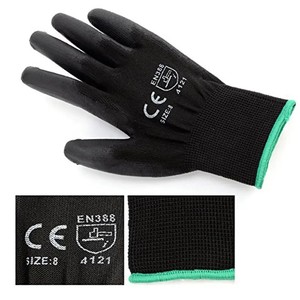 Guantes de jardín de mano de seguridad para el trabajo con logotipo personalizado de fábrica Guante recubierto de poliuretano PU de poliéster de nailon gris blanco con revestimiento de Palma de PU