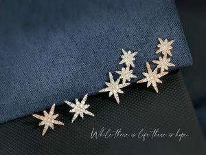 Bijoux de mode Xinfly, or véritable 18 carats et diamant naturel, hexagramme asymétrique bilatéral, boucles d'oreilles - Product Image 3