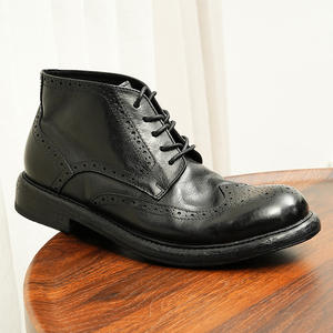 Botas de Tobillo Marrones de Alta Calidad para Hombre, Mocasines de Cuero Británico Lavado, Estilo Retro, con Cordones y Suela Goodyear, Impermeables - Product Image 1