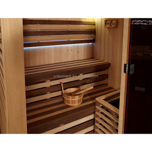 Sunrans 2 persone in legno massello <span class=keywords><strong>Sauna</strong></span> di lusso tradizionale stufa interna riscaldata stanza <span class=keywords><strong>Sauna</strong></span> - Product Image 4