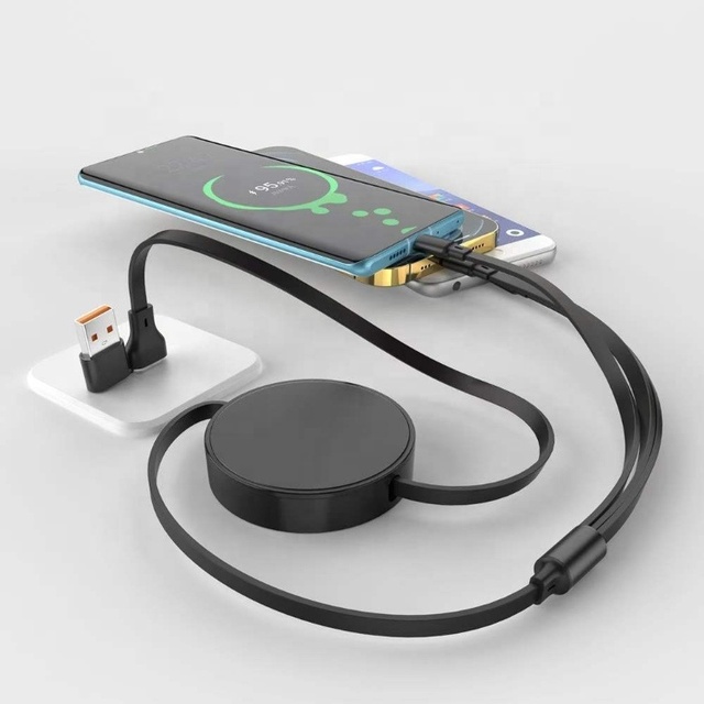 Retractable 5 in 1 Type-C Charging Cable with Braid Shielding PVC Jacket Aluminum Alloy 1.1M USB Phone Cords OEM Logo Printing