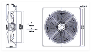 WEIGUANG YWF6D800S-180/75-B1 <b>AC</b> Axial <b>Fan</b> Electric 380V 2.85/1.65A 1200/930W 920/770RPM 21645/17639m3/h OEM/ODM - Product Image 4