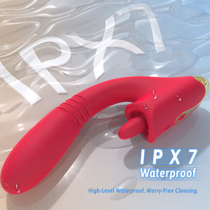 Luxus-Spielzeug für Erwachsene für sexy Silikon-Frauen mit 3D-Teleskopbewegung und pulsierendem Zungenspitzen-Stimulator IPX7 Wasserdicht - Product Image 1