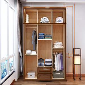 Dazhang Jiaju Chinese Style Solid Wood <b>Wardrobe</b> Four Door Hinged <b>Large</b> Capacity Bedroom Storage Cabinet - Product Image 3