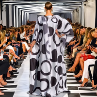 Vestido Dashiki Africano Casual de Talla Grande para Mujer, Manga Murciélago, Túnica Holgada, Abaya Estampada de Poliéster Transpirable con Bordado Incluido