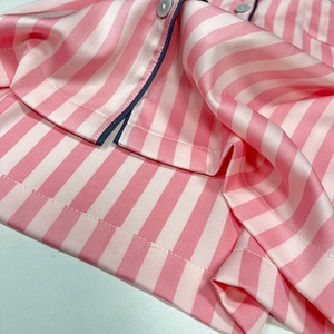 Customized High Quality Wholesale Plus Size Striped <strong>Pyjamas</strong> <strong>Ladies</strong> Women's <strong>Silk</strong> Satin Two Piece Sleepwear Pajamas Sets for Women - Product Image 6