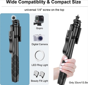 Venta caliente 360 Rotación Selfie Stick Trípode Soporte Mini Monopod plegable 1/4 Tornillo Compatible iPhone Android Teléfonos móviles - Product Image 3