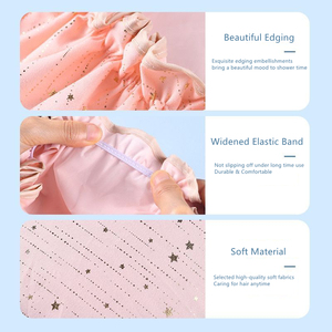 <span class=keywords><strong>Bonnet</strong></span> de Douche Réutilisable Double Couche pour Femmes et Filles, Imprimé Étoiles Dorées <span class=keywords><strong>Fantaisie</strong></span>, Imperméable, Vente en Gros - Product Image 4