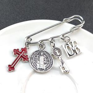 Medallón de <span class=keywords><strong>San</strong></span> <span class=keywords><strong>Benito</strong></span> Católico, Broche de Clip, Pin de Seguridad, Accesorios de Joyería, Regalos, I LOVE JESUS - Product Image 5