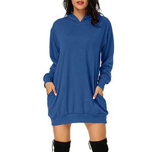 Sweat à <span class=keywords><strong>capuche</strong></span> de couleur unie, vêtement mode femme, <span class=keywords><strong>noir</strong></span> surdimensionné, <span class=keywords><strong>pull</strong></span>-over, <span class=keywords><strong>robe</strong></span> longue unie, - Product Image 2