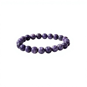 Bracelet en argent Charoite, style bohème, géométrique, perles, pierre naturelle, minimaliste, à porter au quotidien, bijoux unisexe - Product Image 3