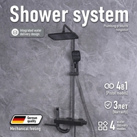 Ensemble de douche style hôtel en laiton massif finition or brossé, série blanc laiteux, avec grande étagère et pommeau de douche pressurisé