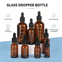En stock, flacon compte-gouttes en verre ambré gradué de 5 ml à 100 ml pour huiles essentielles liquides, avec échelle graduée, disponible en 5 ml, 15 ml, 20 ml, 10 ml, 30 ml, 50 ml.
