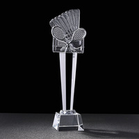 Trofeo de Bádminton Metálico 3D Personalizado al por Mayor, Trofeos de Bádminton de Cristal K9 Transparente, Medallas y Placas