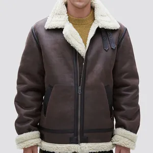 High quality new design men heavy winter combined fabric zipper lamb leather biker jackets with pockets