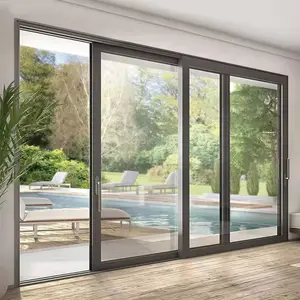 Design europeo diapositive automatiche vetro alluminio balcone porta scorrevole di sicurezza porte del patio per la casa esterna