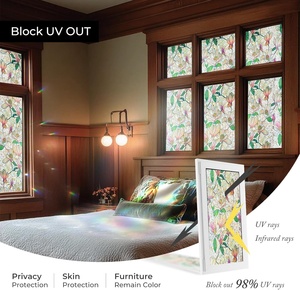 Film pour vitres en verre teinté, vinyle de confidentialité, givré, sans colle, adhésif statique, motif floral magnolia, maison, cuisine, bureau, salle de bain, 200 cm - Product Image 5