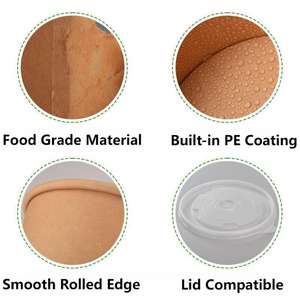 Gobelet à soupe en papier écologique à personnaliser, à paroi simple, jetable, en kraft, pour salade, gâteau, kebab, <span class=keywords><strong>tom</strong></span> yum goong - Product Image 5