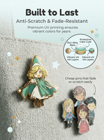 Badge en émail métallique personnalisé en gros, thème Fille Sorcière Rétro, personnage de dessin animé/anime, épingle de revers pour cadeau, promotion ou loisirs, en stock