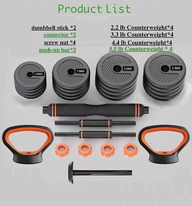Équipement de Fitness pour Salle de Sport à Domicile : Kit Combiné Haltères, Kettlebell et Pompes avec Poids Libre Ajustable 10kg, 15kg, 20kg - Product Image 4