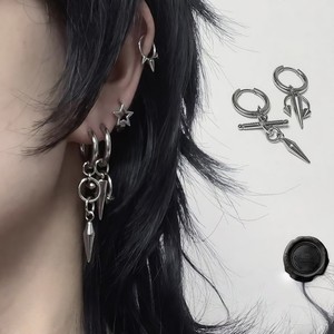 Boucles d'oreilles pendantes asymétriques <span class=keywords><strong>en</strong></span> forme de cône Hip-hop Punk pour hommes et femmes, bijoux <span class=keywords><strong>en</strong></span> acier inoxydable - Product Image 1