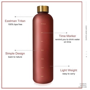 Botella de Agua Deportiva Motivacional, Libre de BPA, para Beber Directamente al Aire Libre, de Plástico Esmerilado con Escala de Tiempo, 1000 ml de Gran Capacidad - Product Image 3