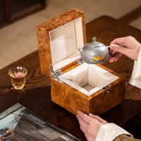 Boîte-cadeau en bois à pot unique à haute brillance Grain de bois peint estampage pour théière en porcelaine service à thé boîtes en bambou élégantes