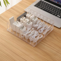 Boîte de rangement transparente amovible pour chargeurs et câbles, pour blocs de charge/câbles USB/petits objets