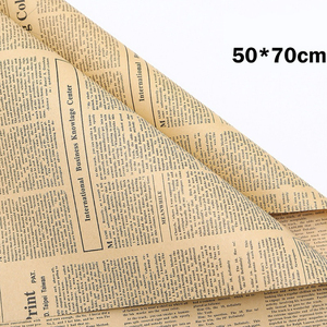 Carta da Regalo Kraft Marrone con Stampa di <span class=keywords><strong>Giornale</strong></span> Antico 50*70cm, Foglio per Confezionare Bouquet Floreali e Regali - Product Image 2