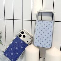 Coque arrière style INS à motif étoiles cowboy pour iPhone 17 13 11 Pro Max, avec bord argenté électroplaqué, compatible iPhone 18