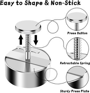Presse à viande réglable en acier inoxydable 304, écologique, compatible lave-vaisselle, pour smash burger, moule à galettes de viande, pour barbecue - Product Image 3