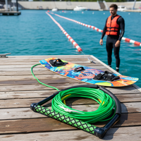 Corde de wakeboard et de ski nautique en fibre de verre personnalisable en usine, 75 pieds avec planche de 8 pouces, unisexe, pour lacs et rivières, avec ailerons inclus
