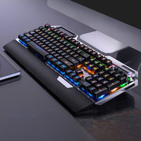 Clavier de jeu mécanique rétroéclairé RVB pour ordinateur de bureau PC, axe bleu/noir, prix abordable, touches multimédias